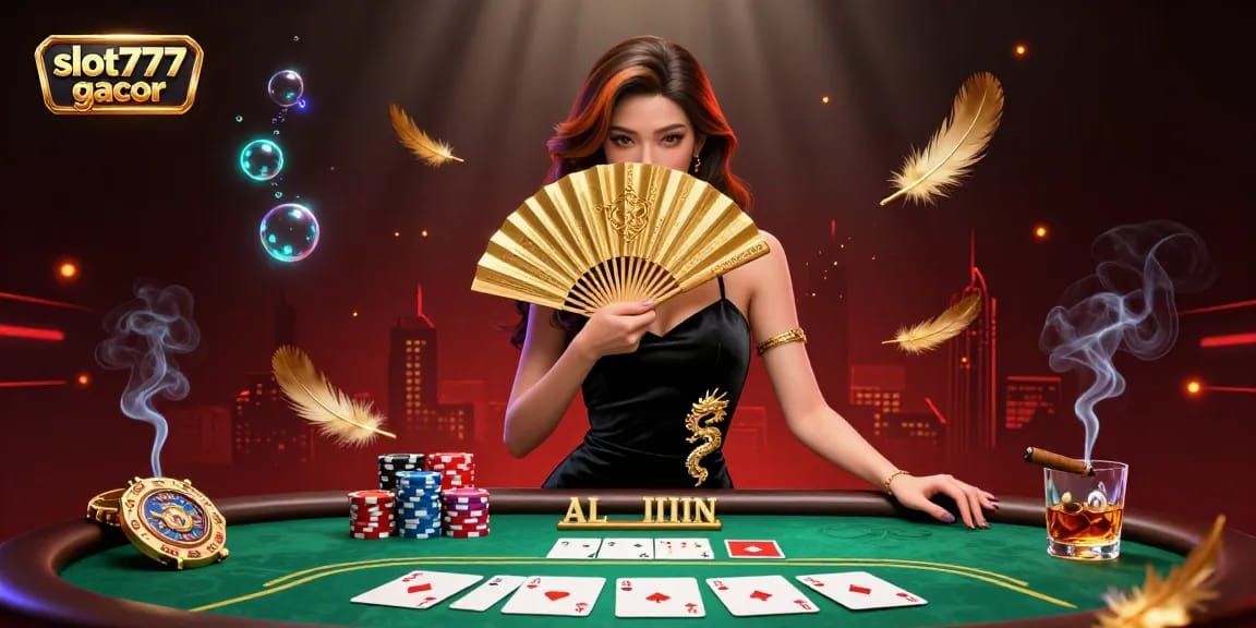 Experience thrilling gameplay with slot777 gacor, featuring stunning casino visuals and dynamic poker elements in an engaging scene.