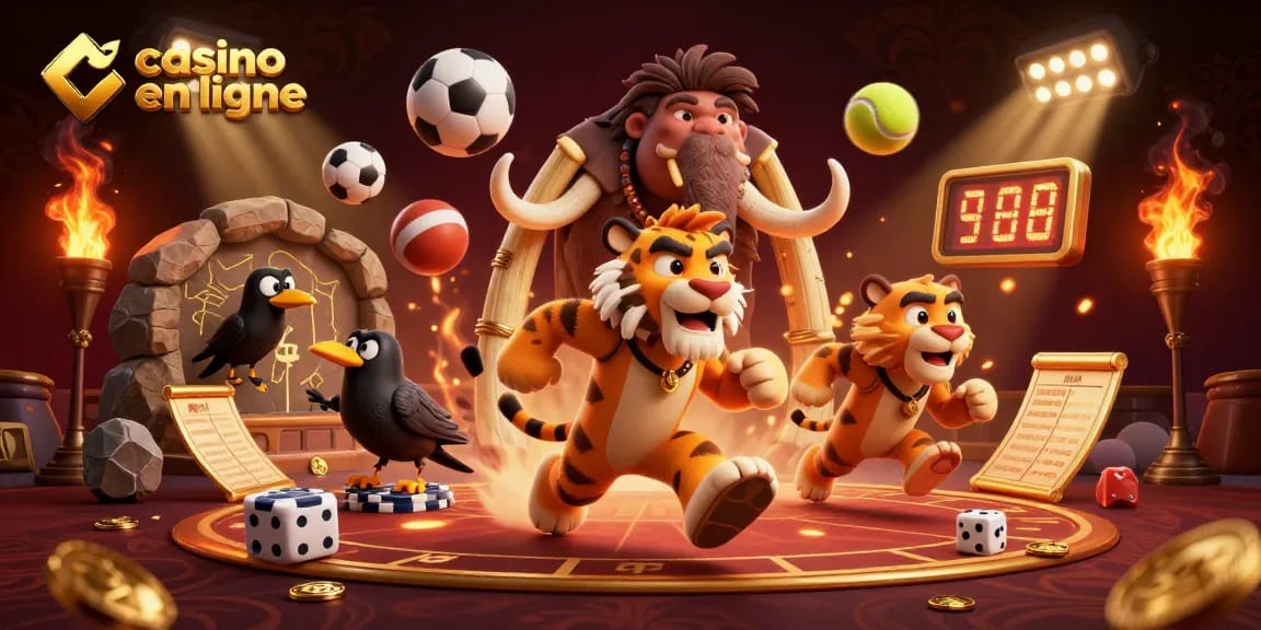 Profitez de la magie du casino en ligne avec des personnages 3D animés dans un environnement préhistorique captivant.