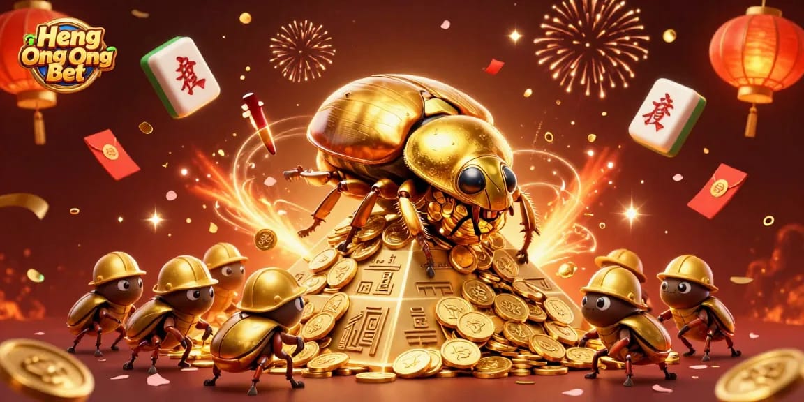 Experience Heng Ong Bet's vibrant gaming atmosphere with a dynamic 3D casino illustration.