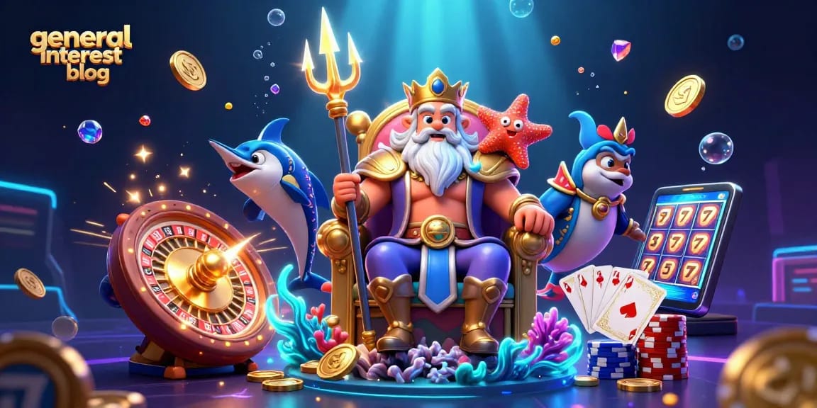 Engage with the general interest blog showcasing vibrant casino gaming elements and enchanting characters.