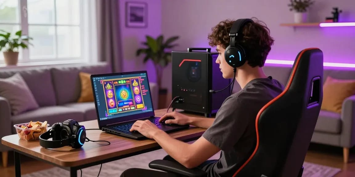 Exciting gaming experience on situs gacor with vibrant slot game visuals and cozy atmosphere.
