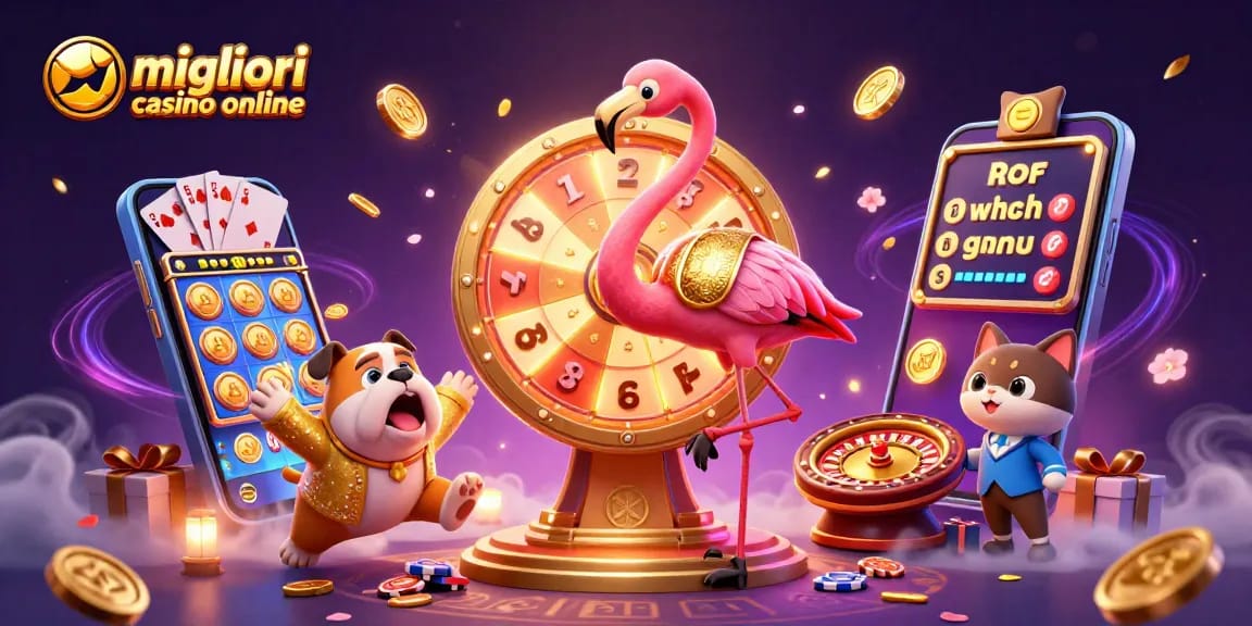 I migliori casino online presentano uno spettacolo vivace con un fenicottero che fa girare la ruota dei premi.