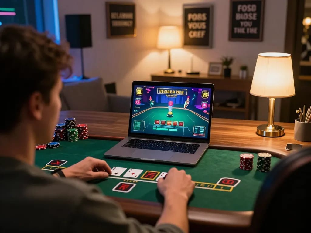 Engaging online casino gameplay at webnk88 featuring a player immersed in blackjack.