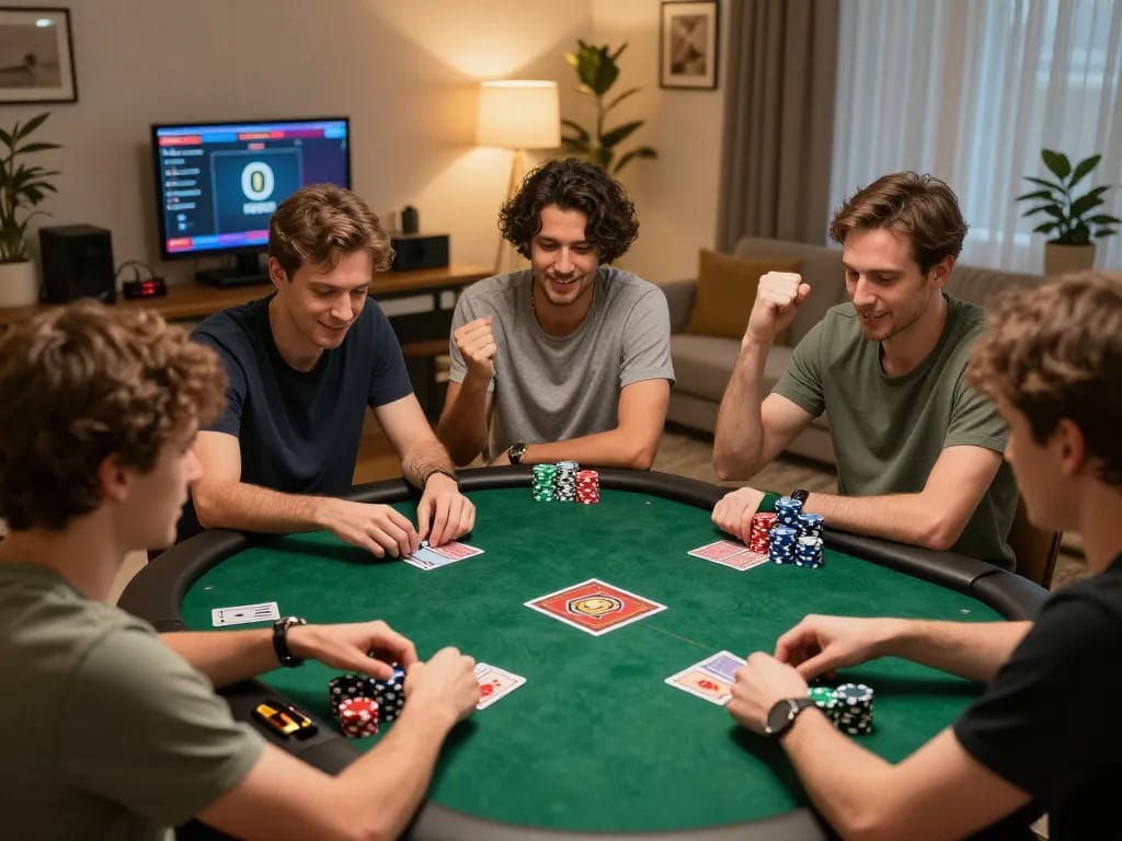 Engaged players enjoying poker night online at five88, showcasing strategic gameplay and social interaction.