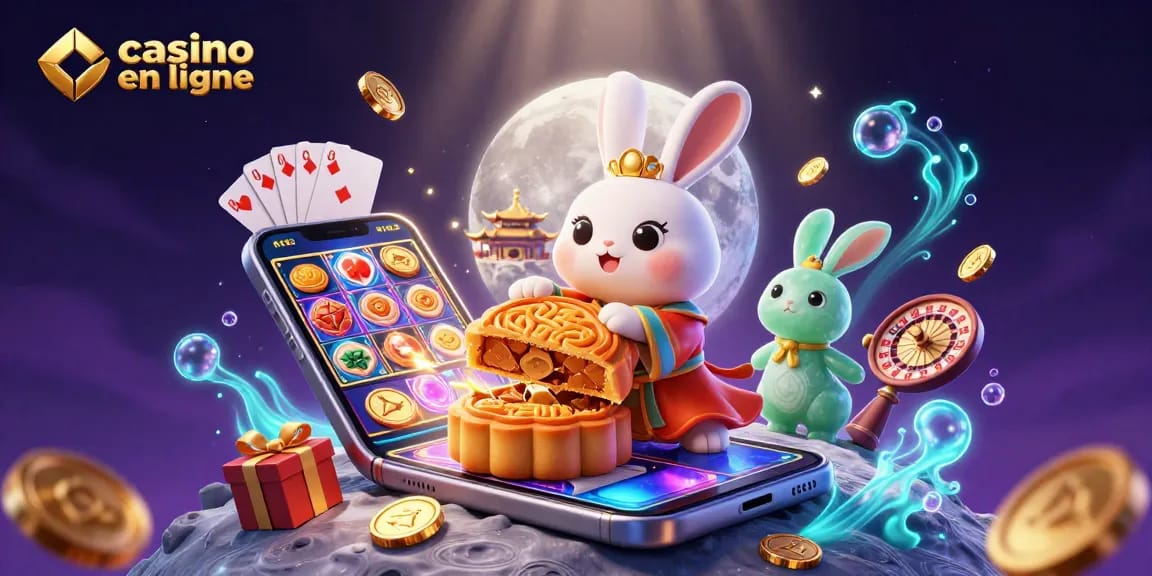 Découvrez le monde passionnant du casino en ligne avec un lapin de lune et des jetons de poker éblouissants.