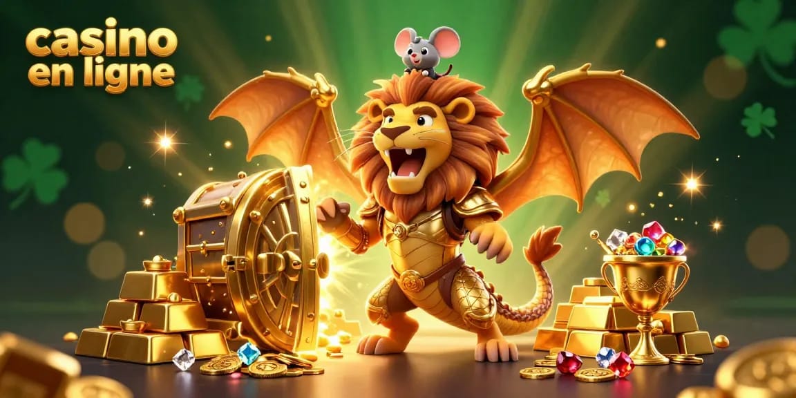 Venez jouer au casino en ligne avec un dragon chimère, des trésors scintillants et des jeux d'argent captivants.