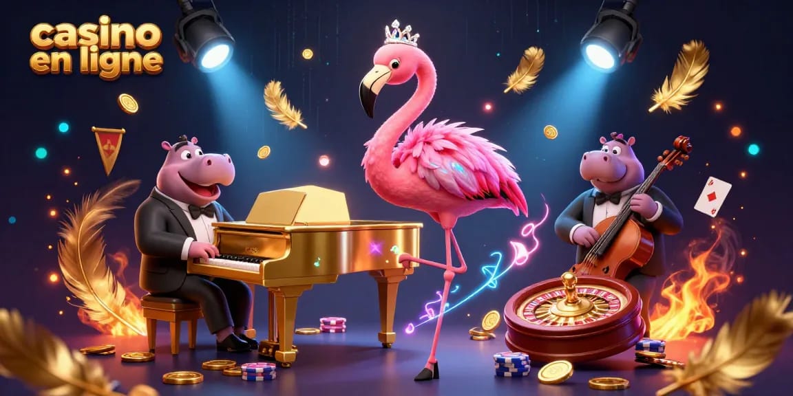 Visualisez l'excitation du casino en ligne avec cet art 3D coloré et dynamique.