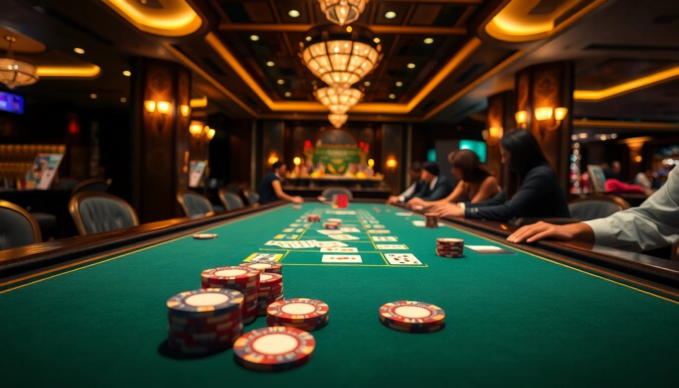 Menangkan permainan di kasino dengan bbni4d dan chip poker berwarna-warni.