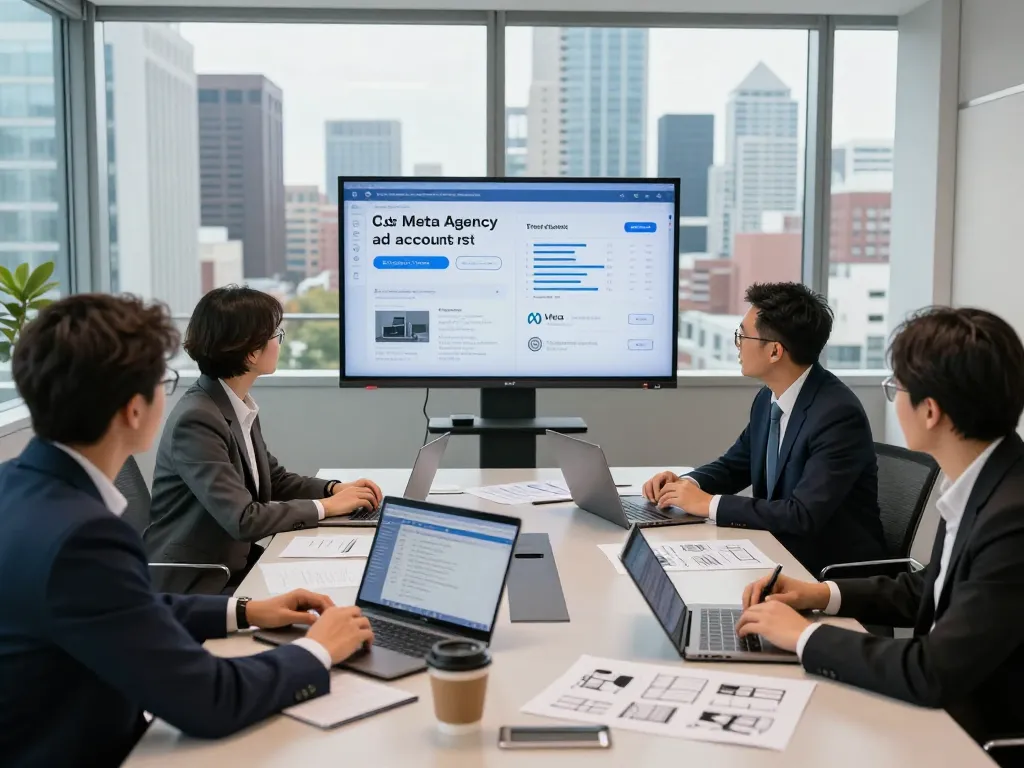 Successful collaboration around meta agency ad accounts rent in a modern office.