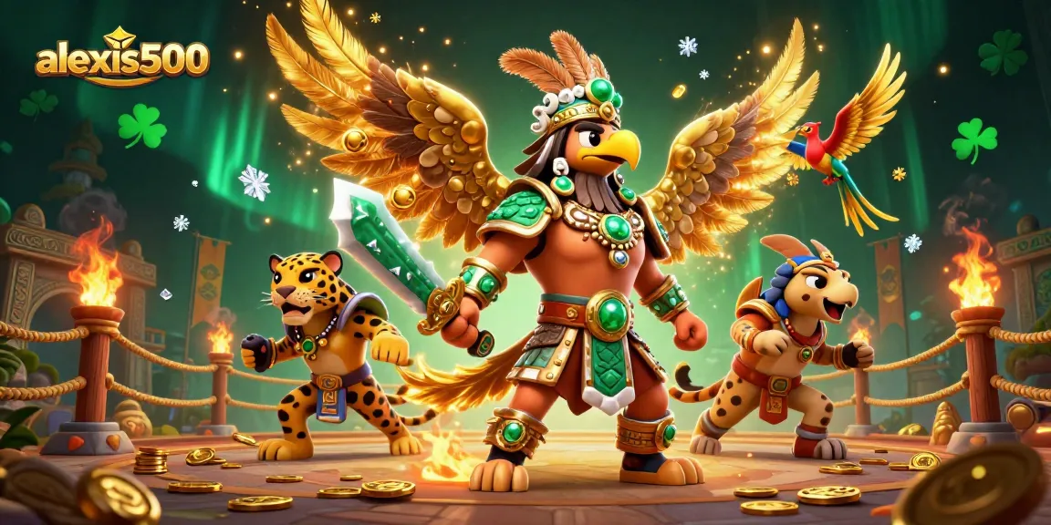 Join the excitement at alexis500 with an action-packed gaming scene featuring Aztec warriors!