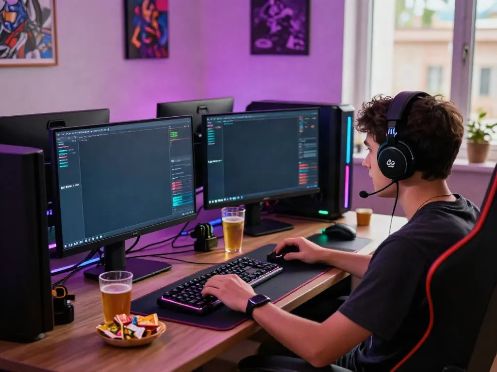 Exciting DU88 online gaming experience with player engaged at desk.