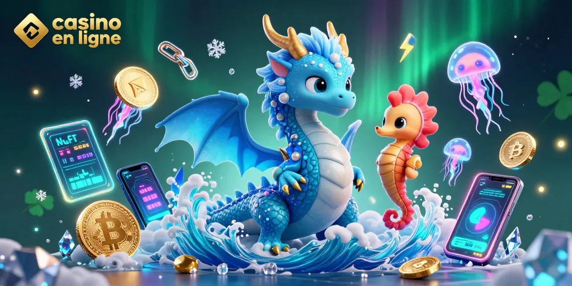 Profitez des jeux dans un casino en ligne avec ce dragon aquatique et un chevalier hippocampe.