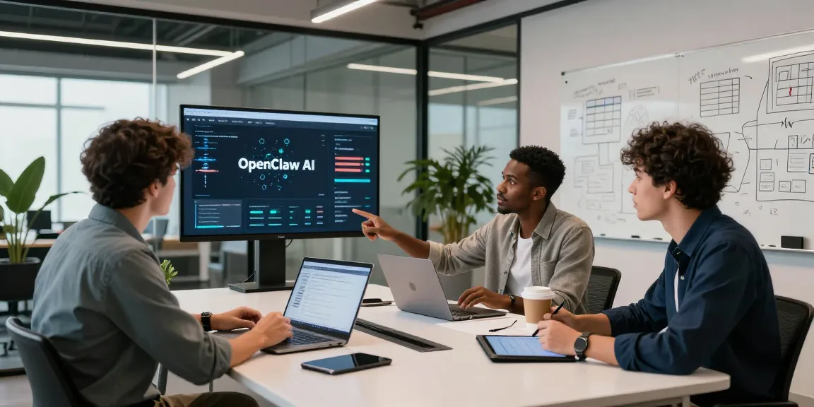 Diverse team discussing OpenClaw AI deployment strategies in modern tech workspace
