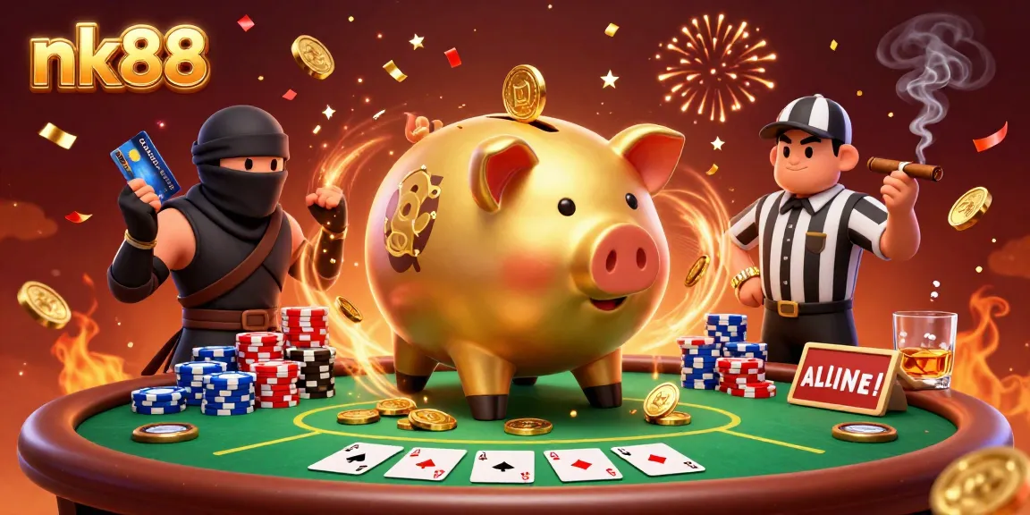 Engage in an exciting nk88 casino showdown with dynamic characters and vibrant gambling elements.