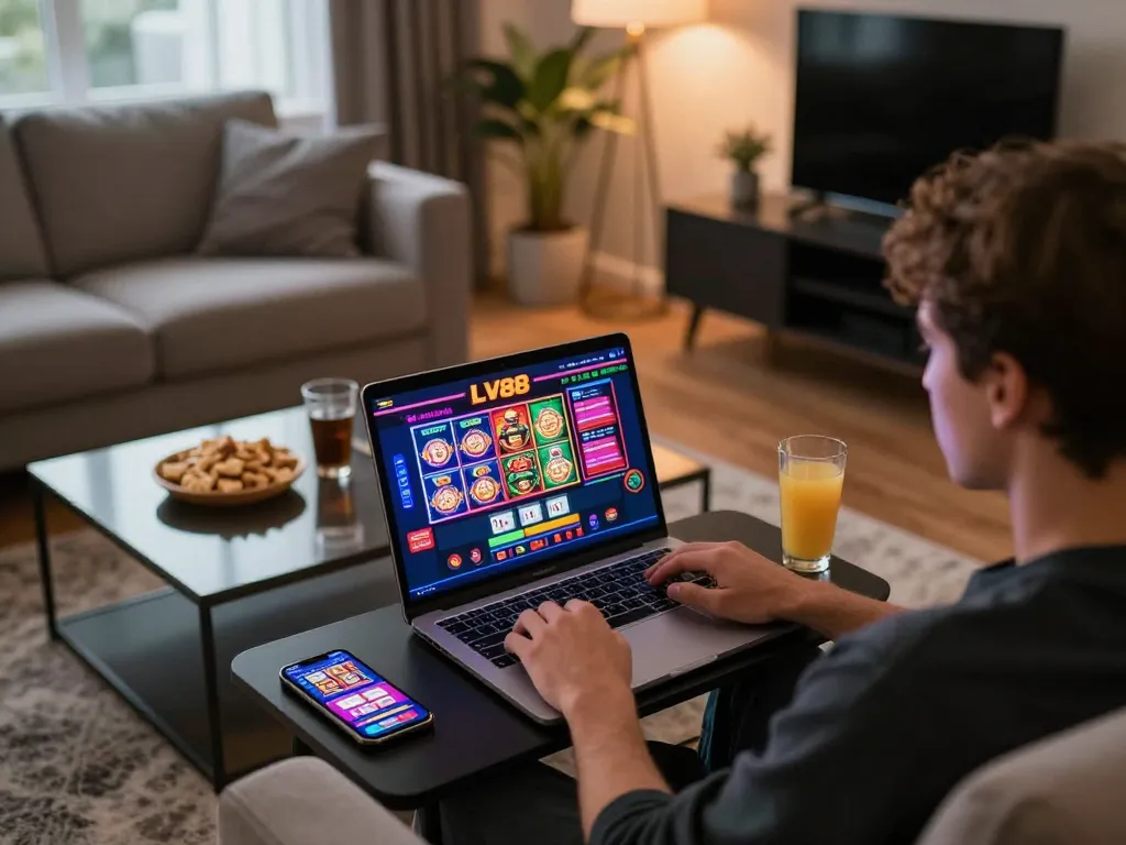 Experience engaging gameplay at LV88 online casino with vibrant slots and cards.