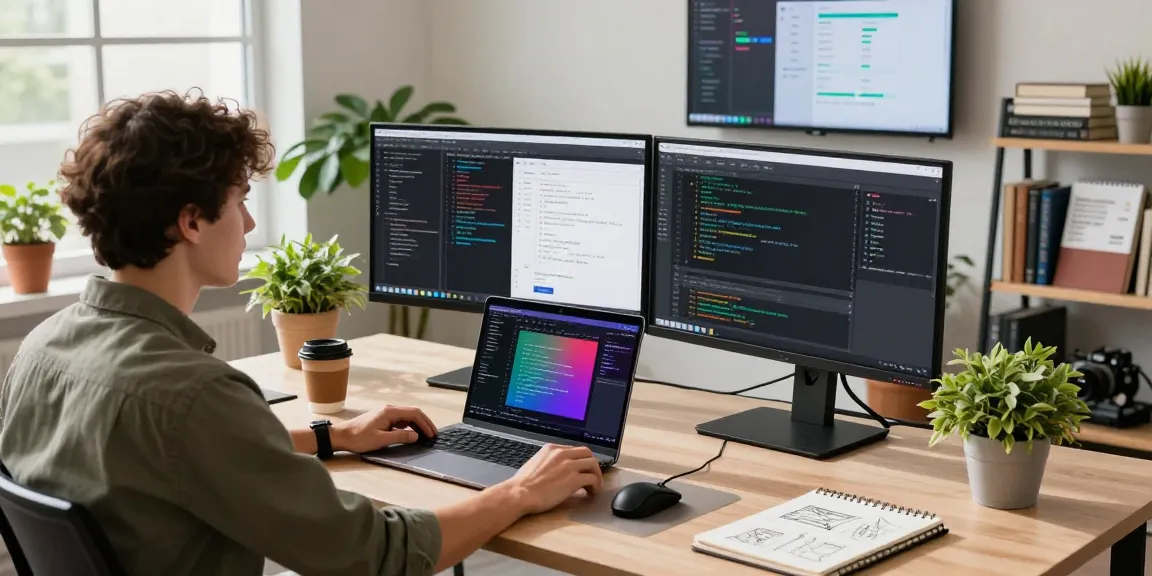 Developer using Apicurl in a modern workspace for API testing and debugging.