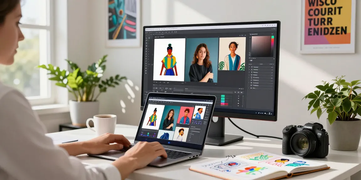 Using the free AI detector tool to analyze images in a creative workspace.