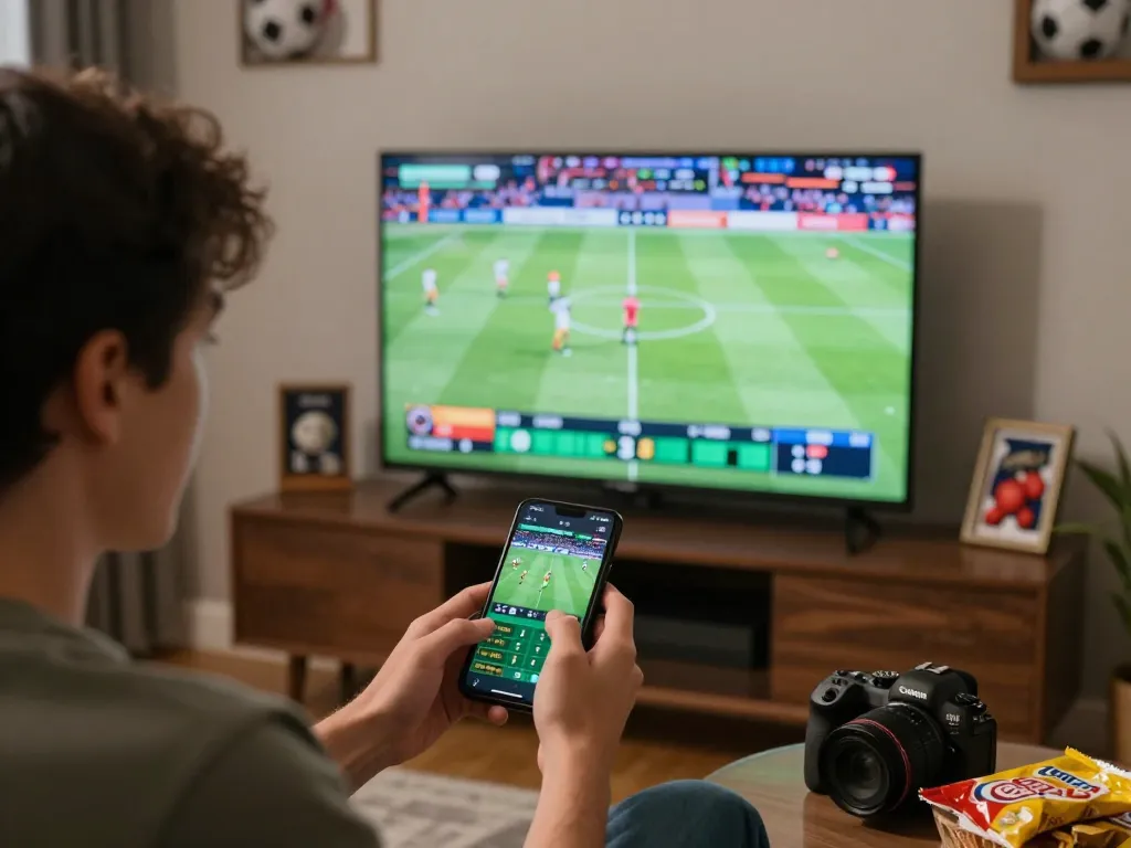 Engaging user placing bets on Onbet mobile app while enjoying live sports game