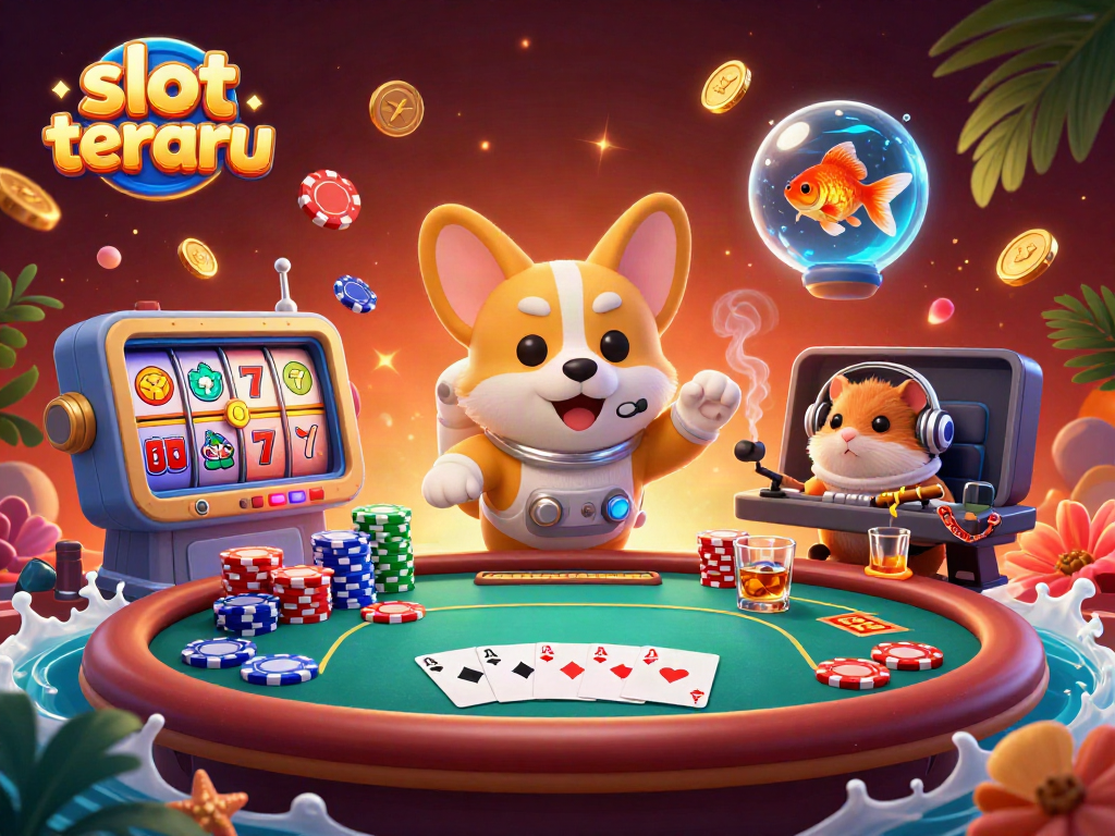 Experience the excitement of slot terbaru with a vibrant 3D casino scene showcasing an astronaut corgi.