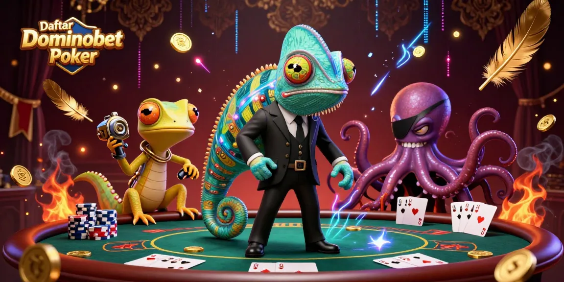 Join the action at Daftar Dominobet Poker, showcasing thrilling gameplay with vibrant characters and elements.