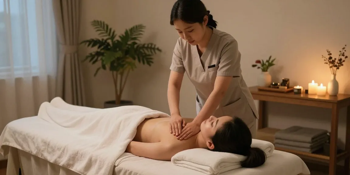 Enjoying 안양출장안마 with a skilled therapist in a serene home environment.