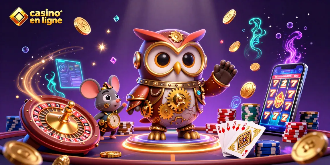 Découvrir l'univers du casino en ligne avec une illustration 3D captivante de personnages enjoués.