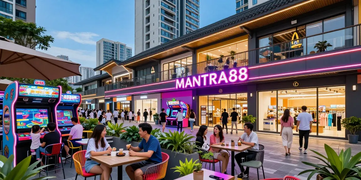 Experience the lively atmosphere at MANTRA88 with vibrant entertainment options and shoppers enjoying leisure activities.