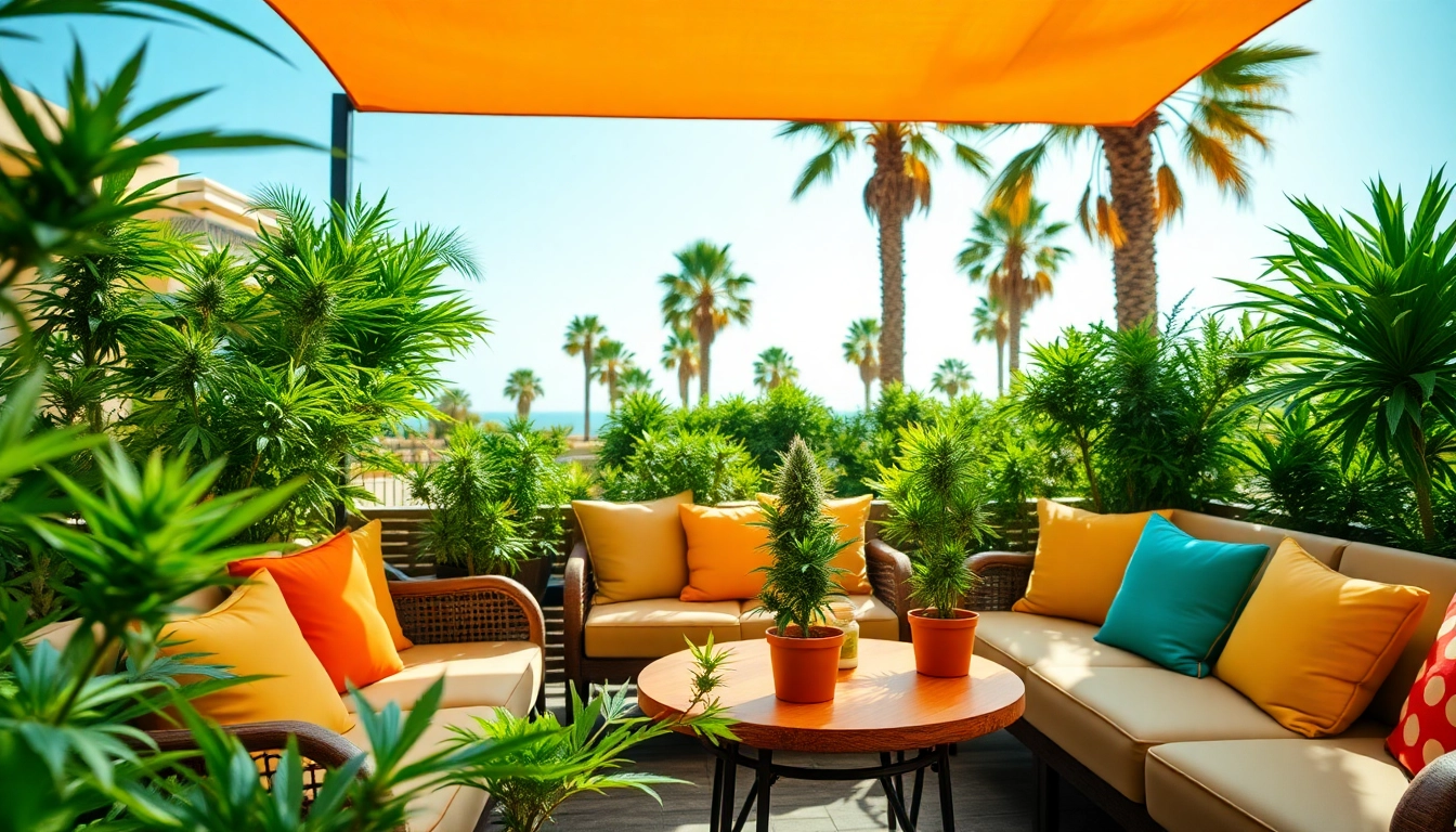 Enjoying the atmosphere of Cannabis Social Club Lloret de Mar in a vibrant outdoor lounge.