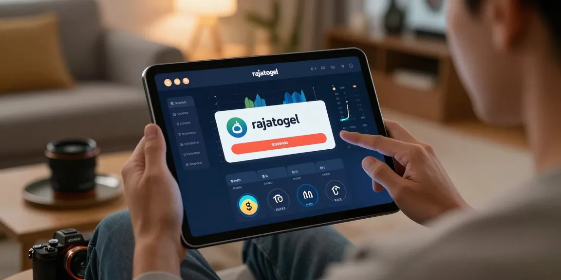 Pengguna menjelajahi rajatogel link di tablet dalam suasana nyaman dan modern.