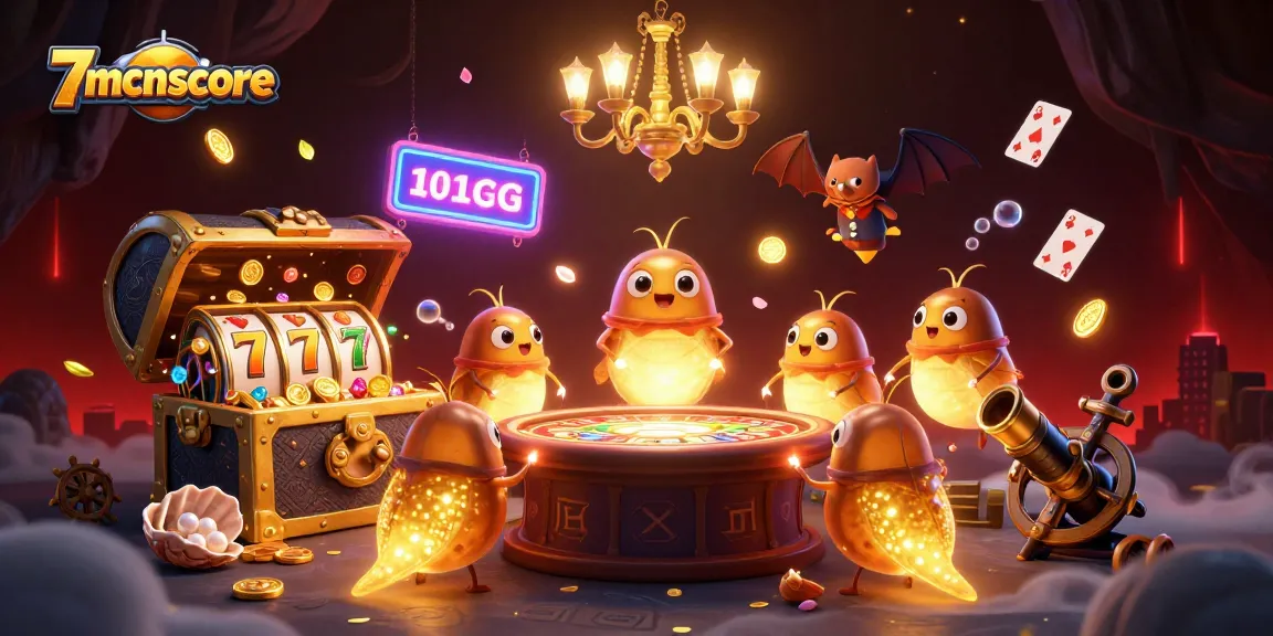 Experience vibrant casino action with glowworms and a bat dealer in 7mcnscore's eye-catching scene.
