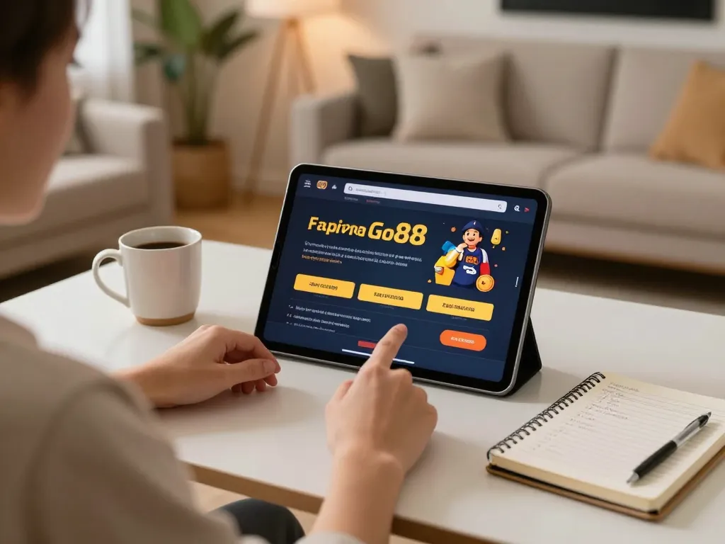 Engage in dynamic gameplay on Go88 app with a stylish tablet setup for online casino gaming