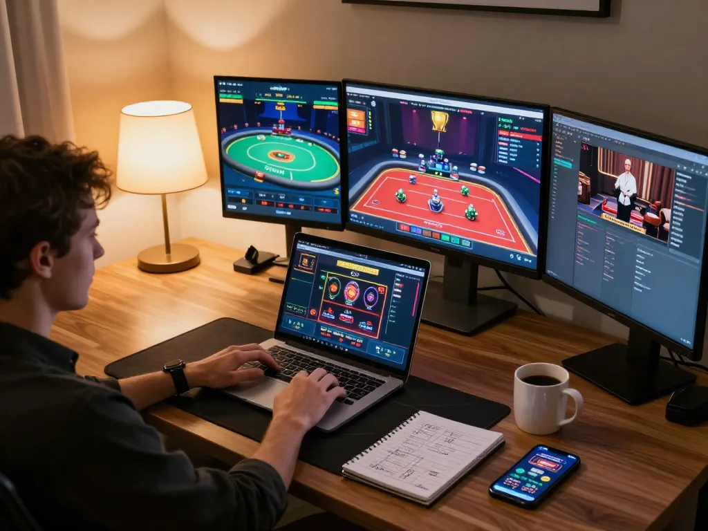 Chơi poker trực tuyến với Luckywin, thể hiện một thiết lập trò chơi hiện đại và lối chơi chiến lược.