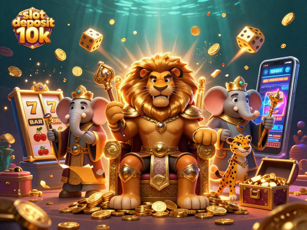 Experience excitement with slot deposit 10k in this vibrant 3D casino illustration.