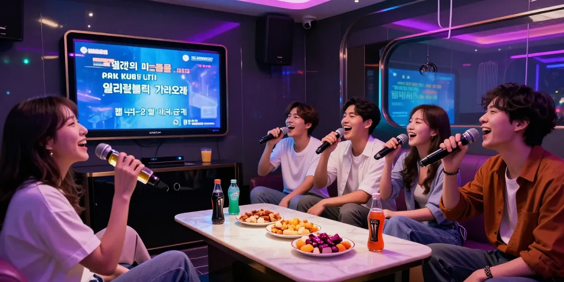 강남 엘리트 하이퍼블릭 가라오케에서 친구들과 즐거운 시간을 보내는 모습