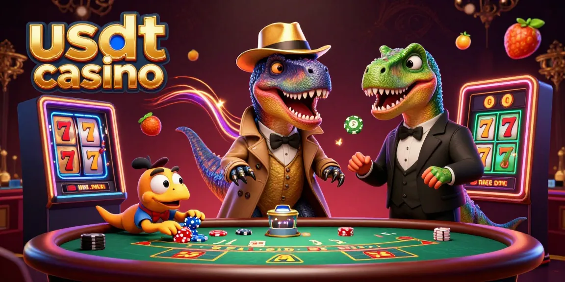 Gioca in un usdt casino con un velociraptor che conta le carte e un pit boss stegosaurus mentre si distraggono con le slot machine.
