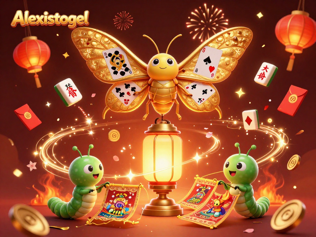Alexistogel menampilkan slot gacor dan atmosfer judi yang meriah dengan elemen kasino mengelilinginya.