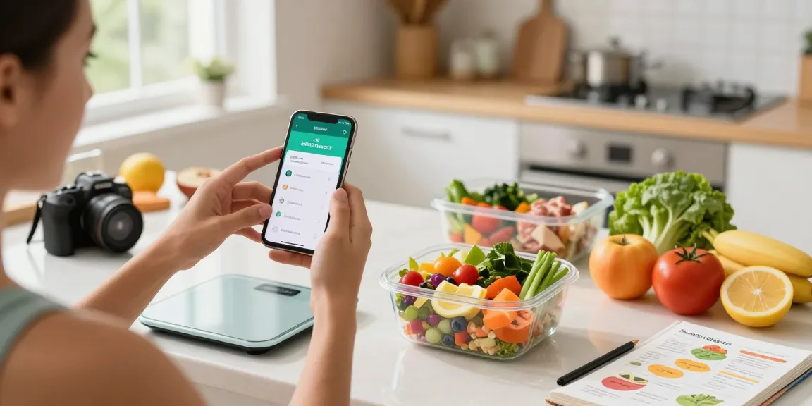 Dynamic fitness enthusiast using the best calorie tracker app for meal prep and nutritional guidance.