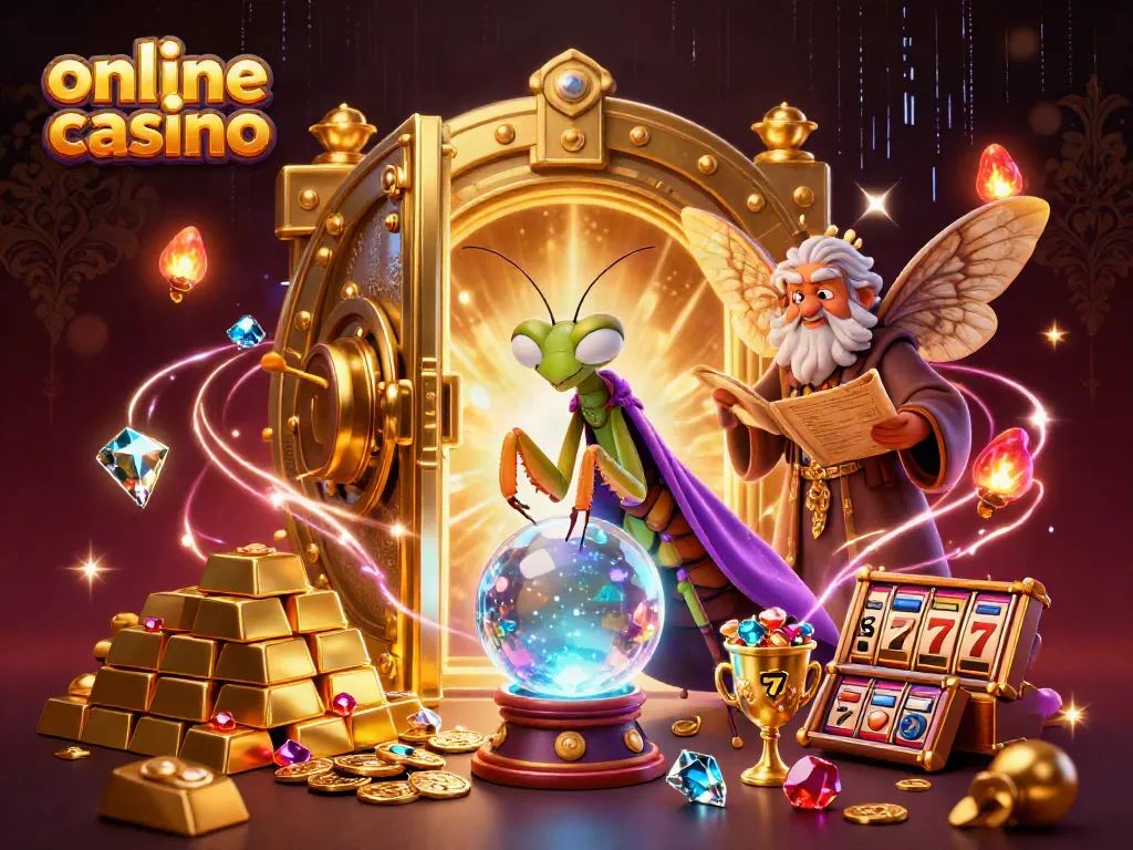 Experience vibrant online casino action with a mystical theme, showcasing fortune tellers and treasures.