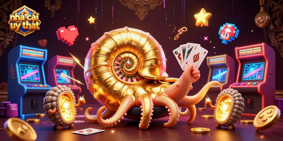 Engaging scene showcasing nhà cái uy tín with a giant nautilus roulette wheel and glowing game elements.