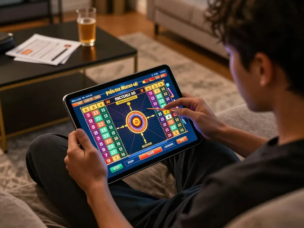 Paito Macau online gaming interface engagingly displayed on a tablet, emphasizing strategic gameplay.