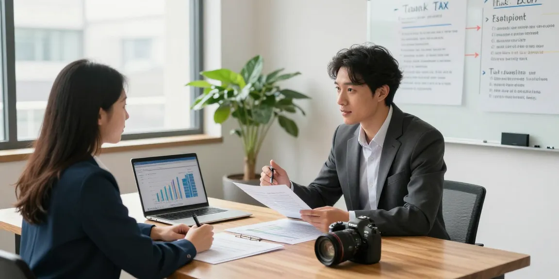 現代的なオフィス環境で中小企業のオーナーにみん社保の税戦略を支援する会計士。
