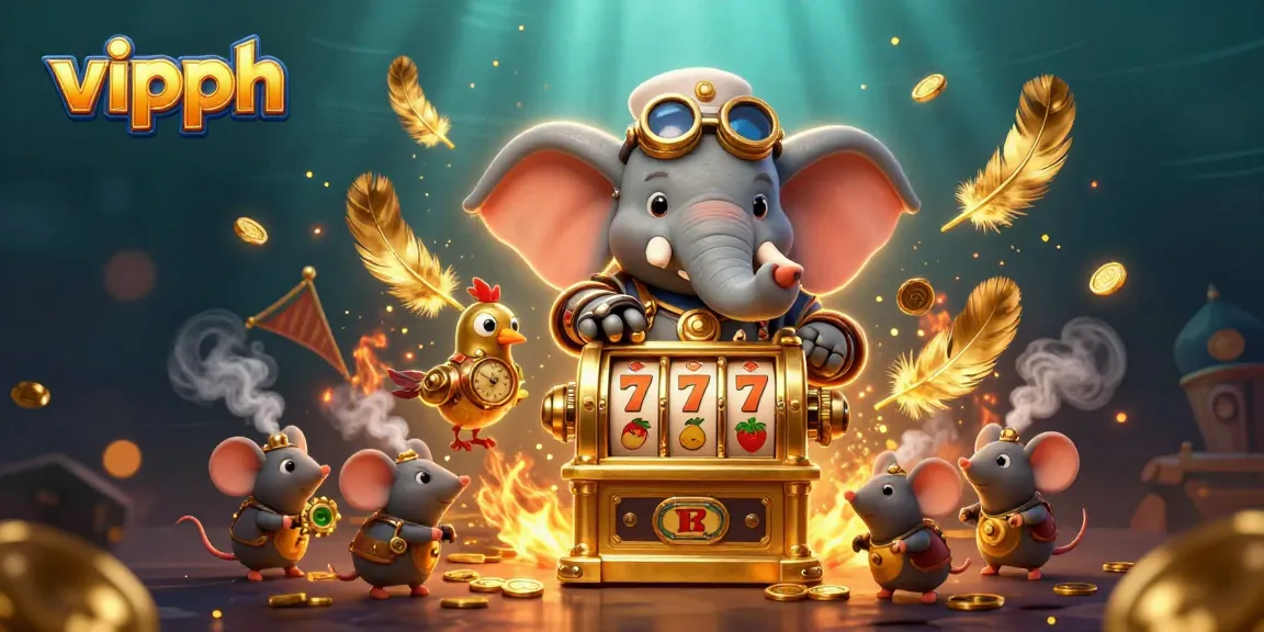 Spin the slots at vipph with our steampunk-themed engineer and vibrant casino elements!