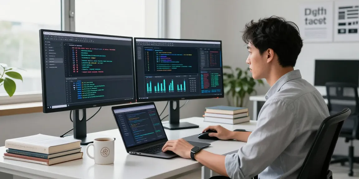 AI detector in a modern workspace with data analytics displays and focused professionals.