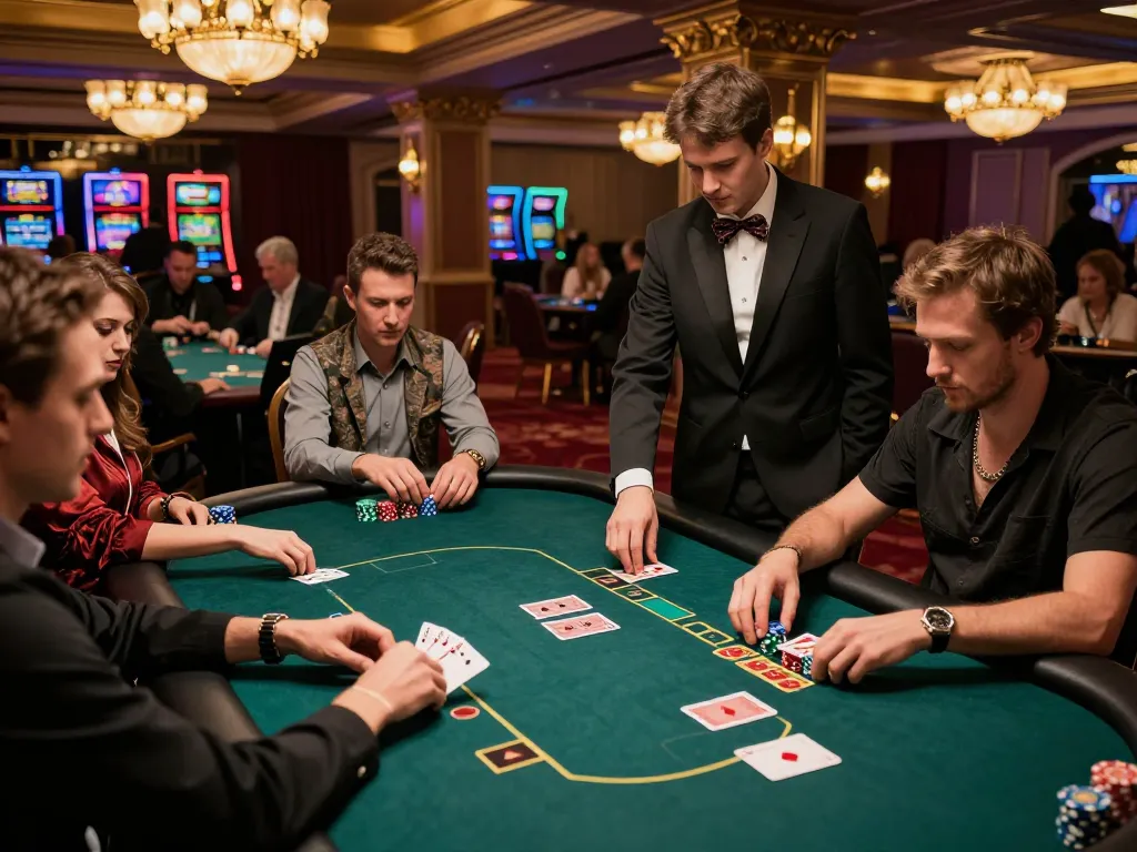 Thabet players competing in a poker tournament with vibrant atmosphere and strategic gameplay