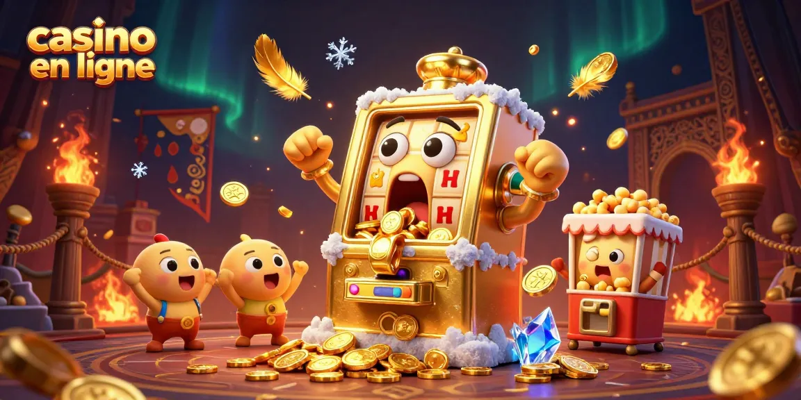 Jouez au casino en ligne, avec des machines à sous dorées, des pièces d'or et une ambiance festive !