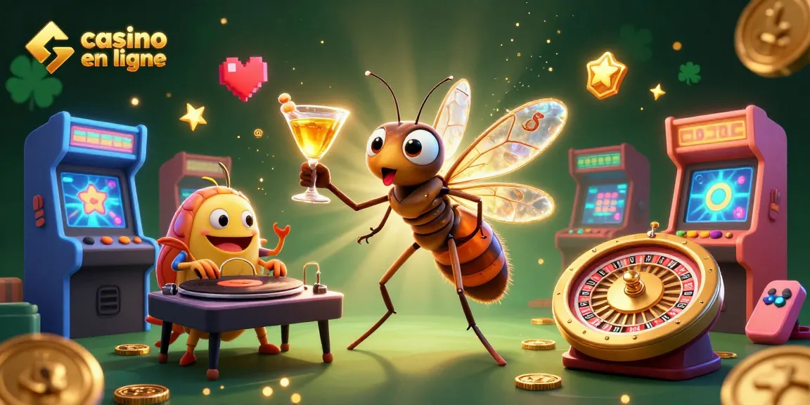 Faites l'expérience de l'excitation du casino en ligne avec une illustration captivante de mascottes de jeux.
