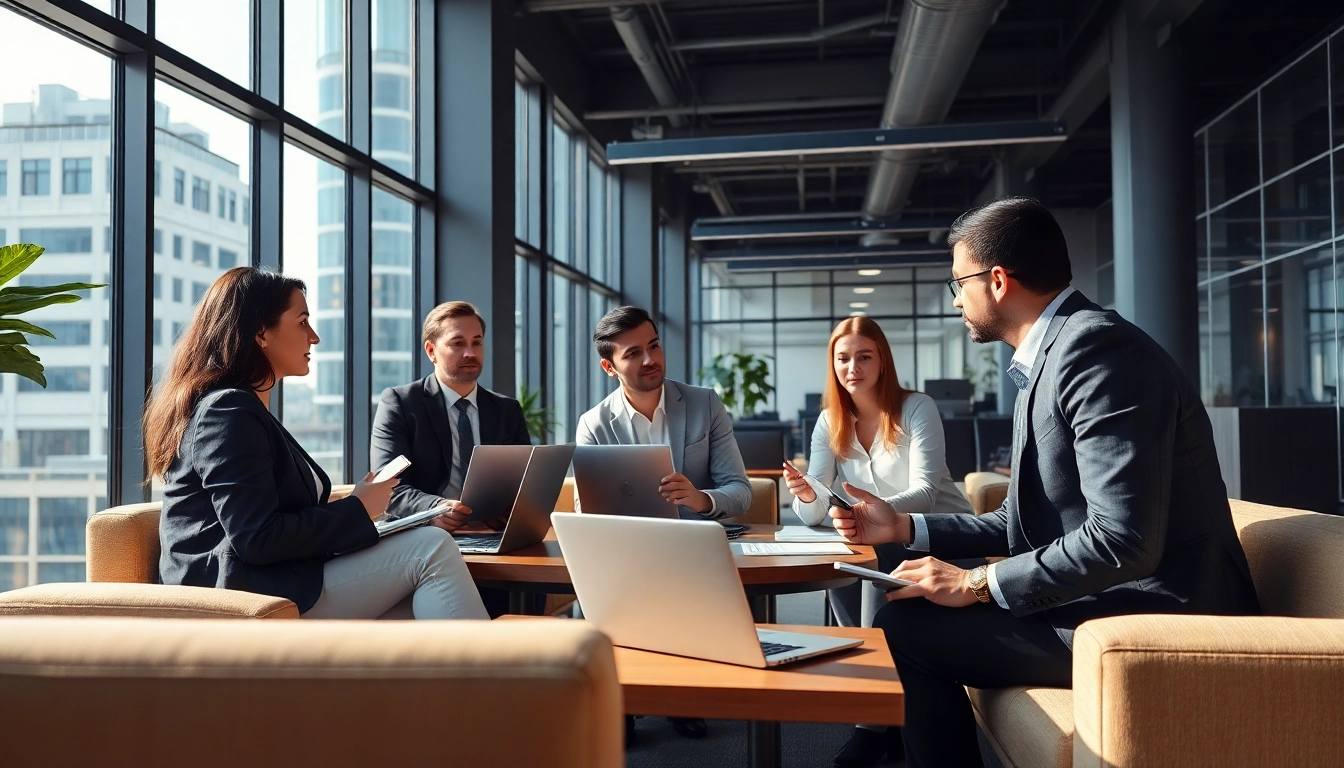 Interaktive Geschäftssitzung bei https://alvionz.de/ mit engagierten Kollegen in einem modernen Büro.