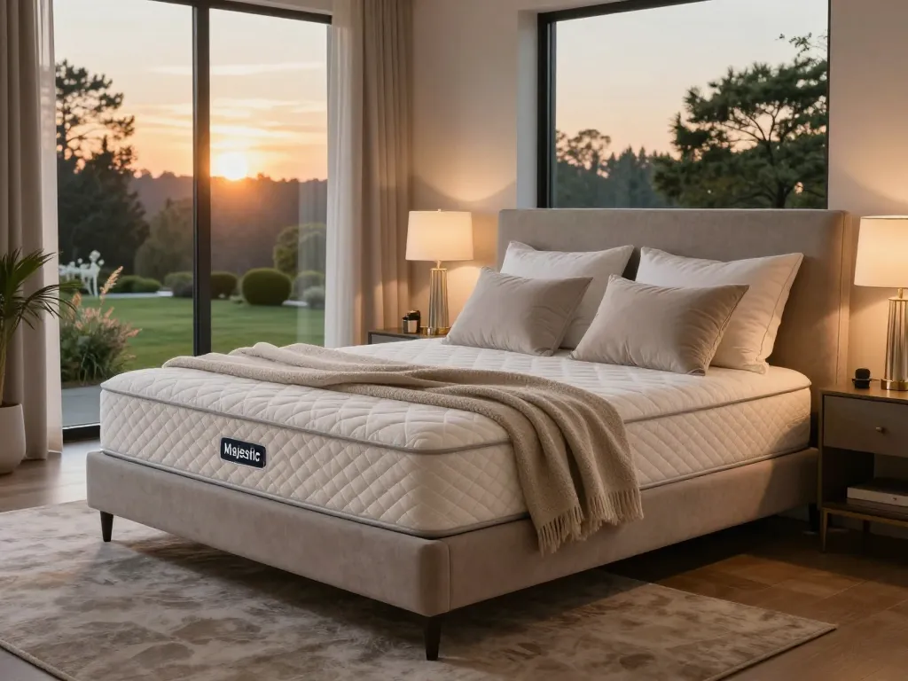 Extra firm mattress in a serene bedroom setting promoting restful sleep and comfort.