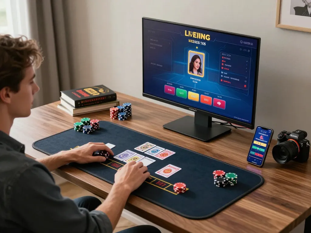 The person strategically placing bets on 3win's online gaming platform while playing live dealer games.