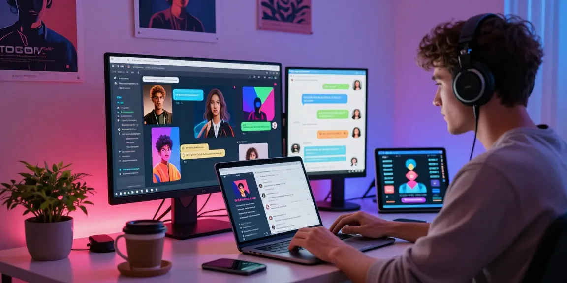 Engaging NSFW AI chat scene featuring character customization in a modern workspace.